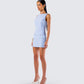 Matiyah Light Blue Belted Micro Mini Dress