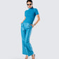 Maz Turquoise Vegan Leather Pant