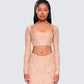 Maze Nude Rhinestone Crop Top