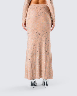 Maze Nude Rhinestone Maxi Skirt – FINESSE