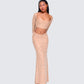 Maze Nude Rhinestone Maxi Skirt