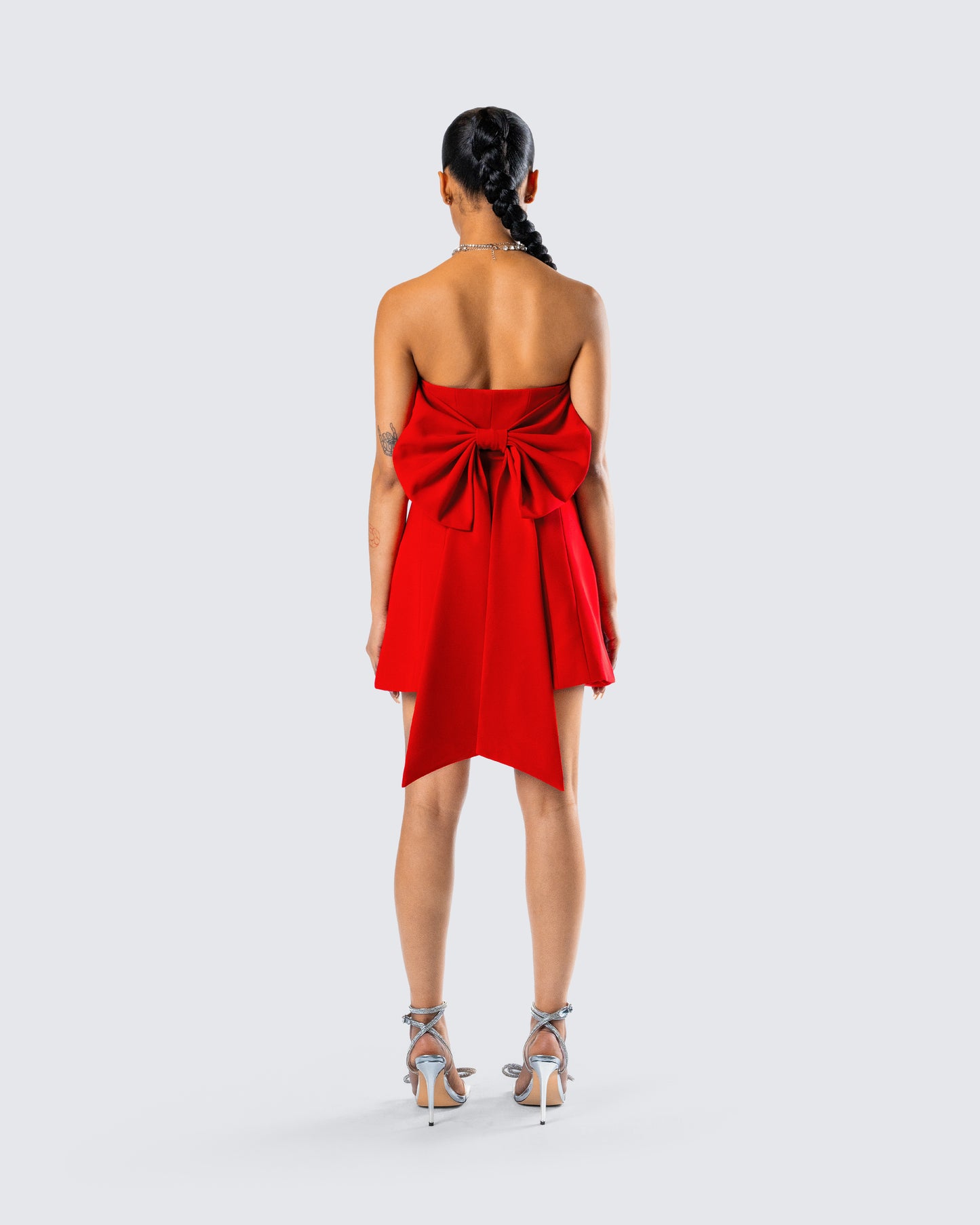 McKay Red Strapless Bow Mini Dress