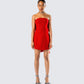 McKay Red Strapless Bow Mini Dress