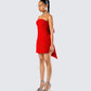 McKay Red Strapless Bow Mini Dress