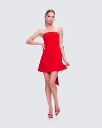 McKay Red Strapless Bow Mini Dress