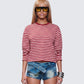 McKenna Cherry Striped Oversized Tee model front