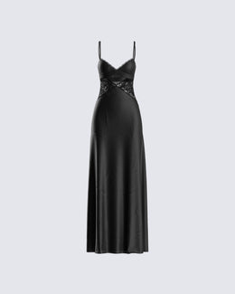 Mei Black Lace Insert Maxi Dress – FINESSE