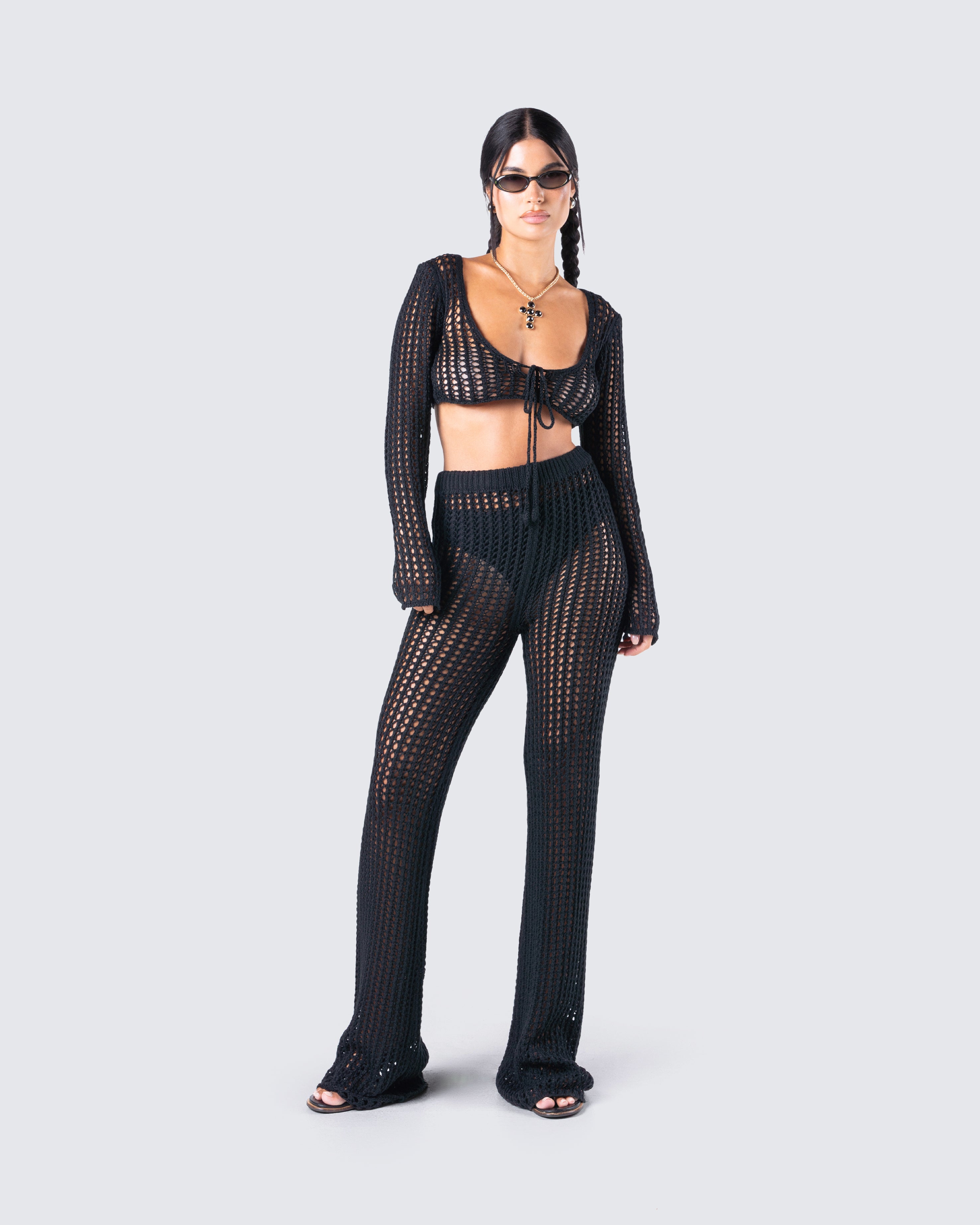 Melissa Black Crochet Top – FINESSE