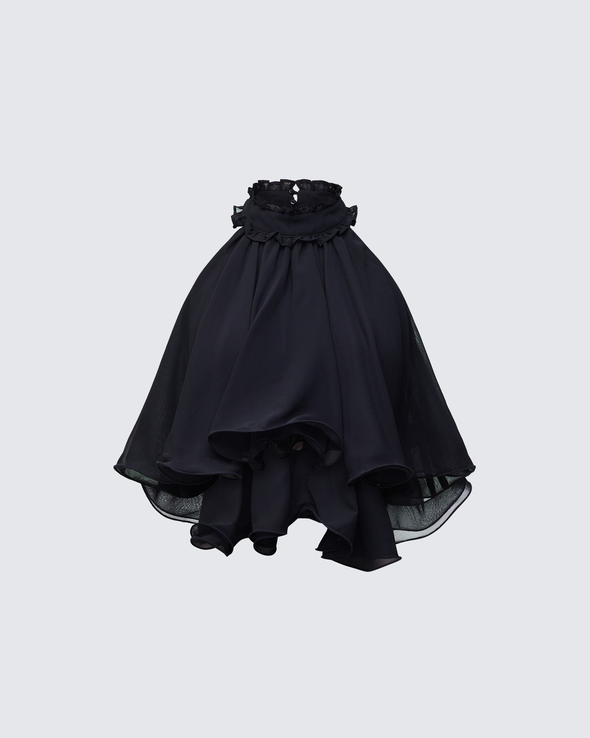 Melva Black Georgette Ruffle Trim Top product front