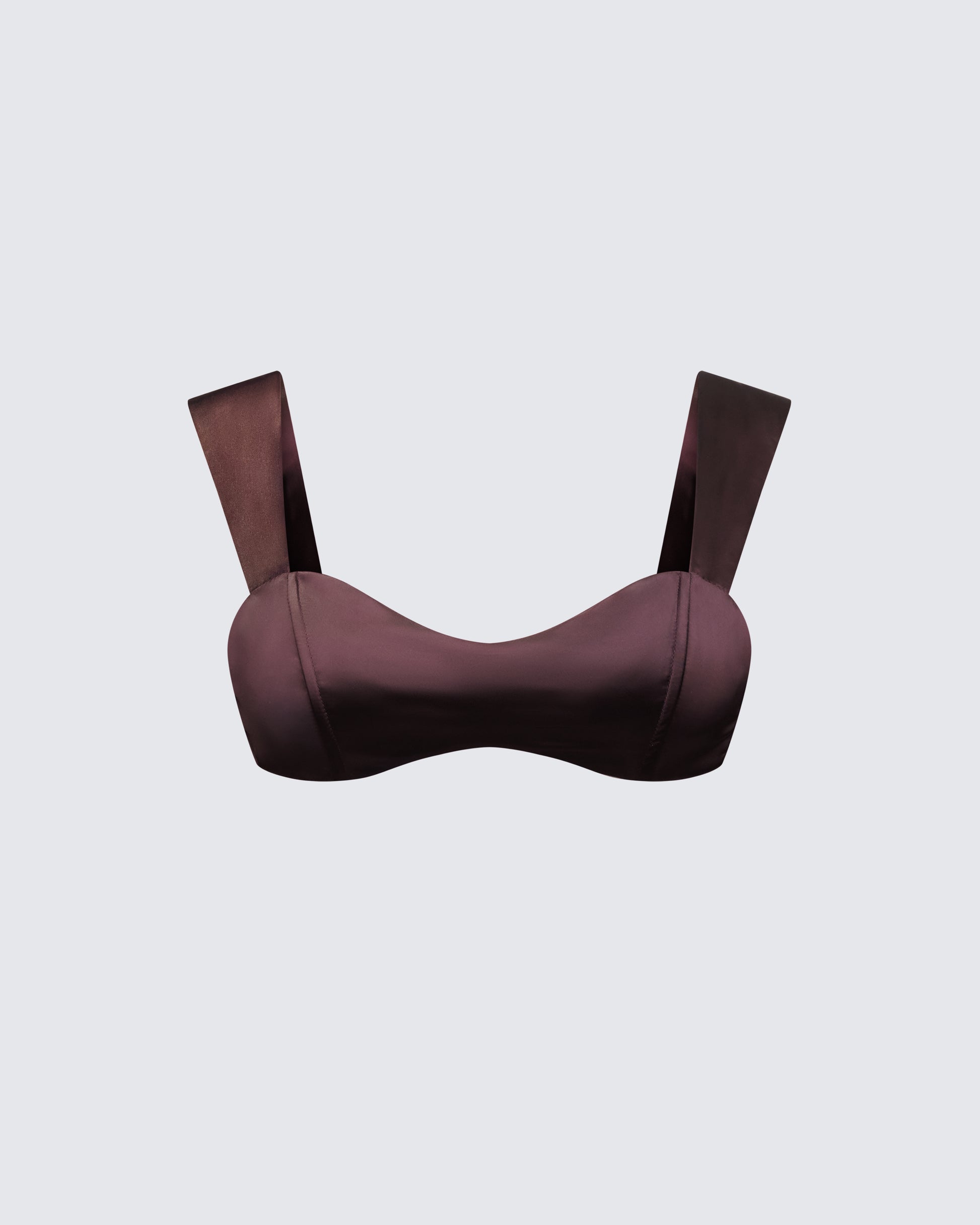 Mercedes Brown Satin Tie Crop Top product front