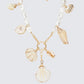 Mika Gold Shell Charm Pearl Necklace - close up detail