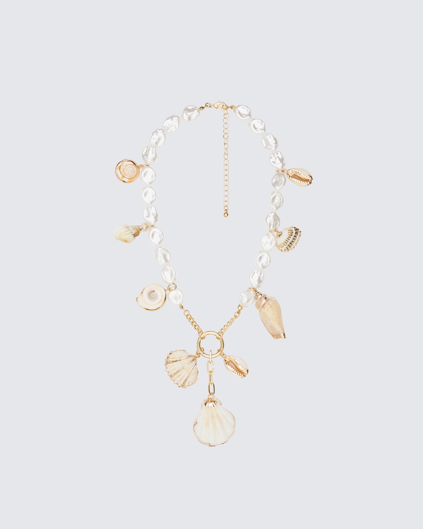 Mika Gold Shell Charm Pearl Necklace product front