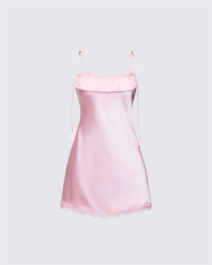 Miko Pink Satin Mini Dress product front