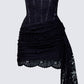 Millicent Black Lace Corset Drape Mini Dress