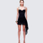 Millicent Black Lace Corset Drape Mini Dress model front