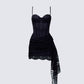 Millicent Black Lace Corset Drape Mini Dress