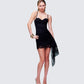 Millicent Black Lace Corset Drape Mini Dress