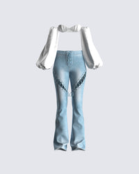 Jan Blue High Rise Laced Jeans