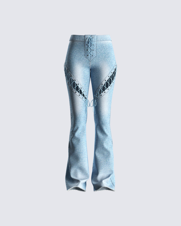 Jan Blue High Rise Laced Jeans