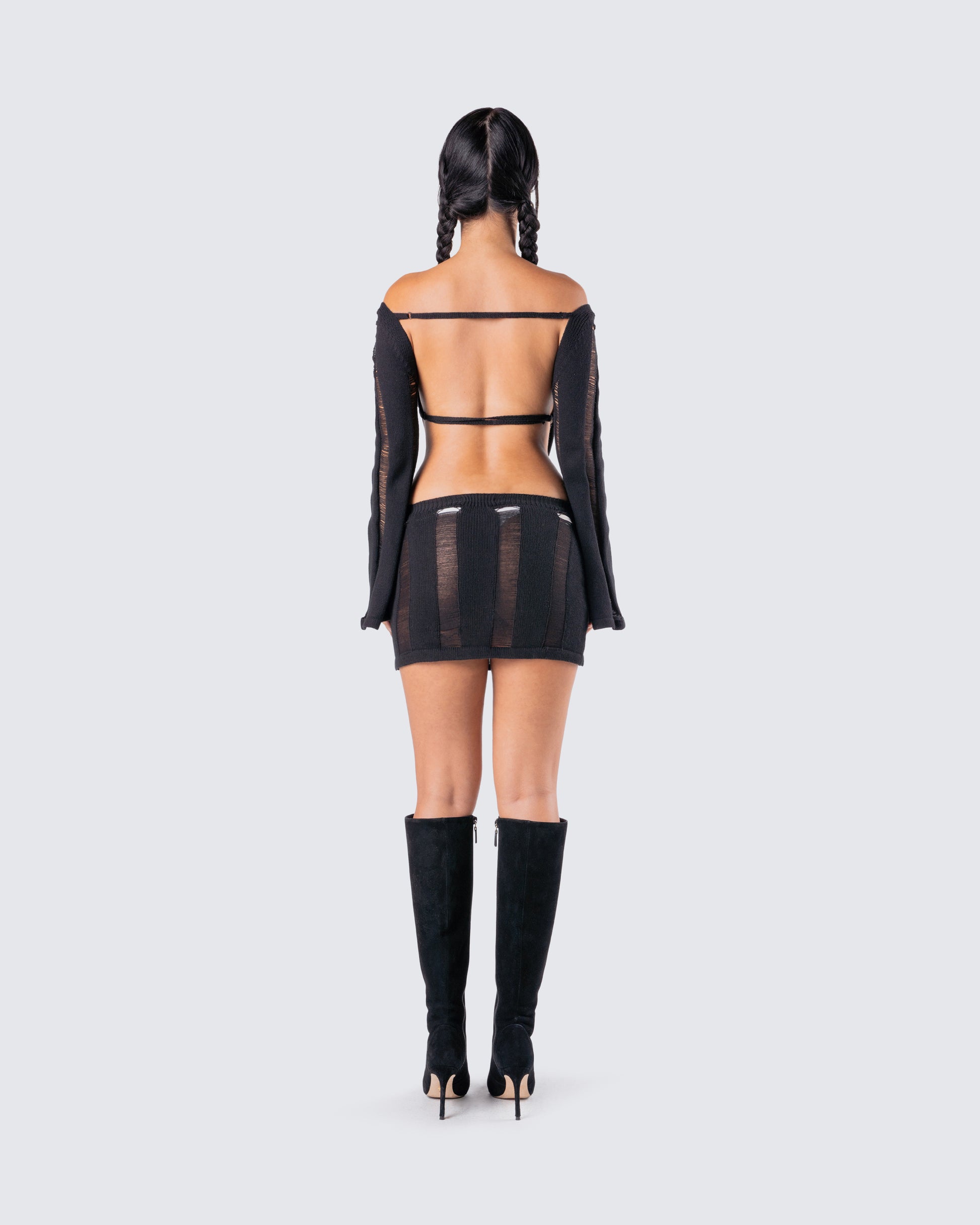 Black Sheer Panel Mini Dress - Long Sleeve Bodycon FINESSE Black Sheer Panel Mini Dress - Long Sleeve Bodycon FINESSE