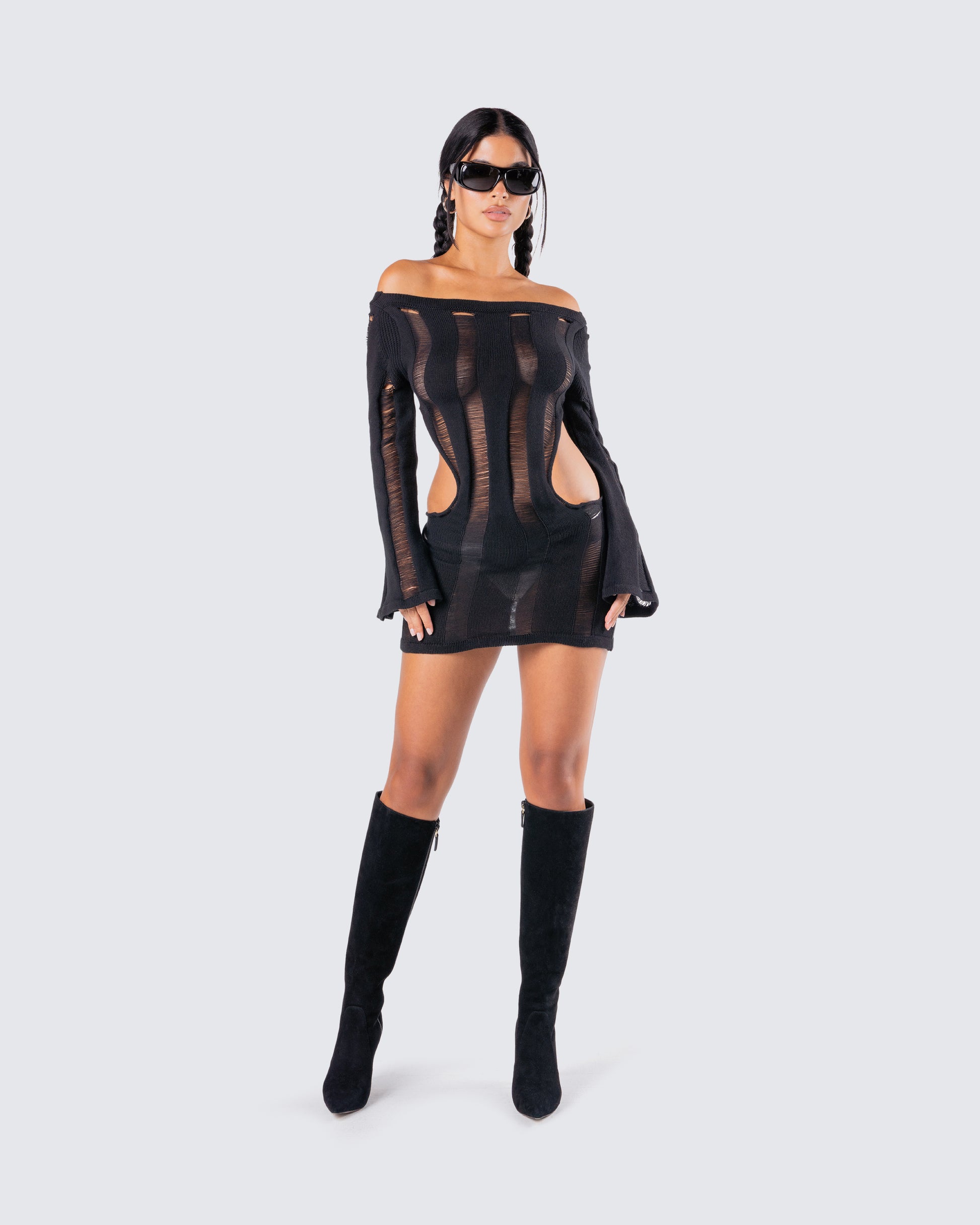 feeling frisky mini dress - black Feeling Frisky Mini Fashion Nova