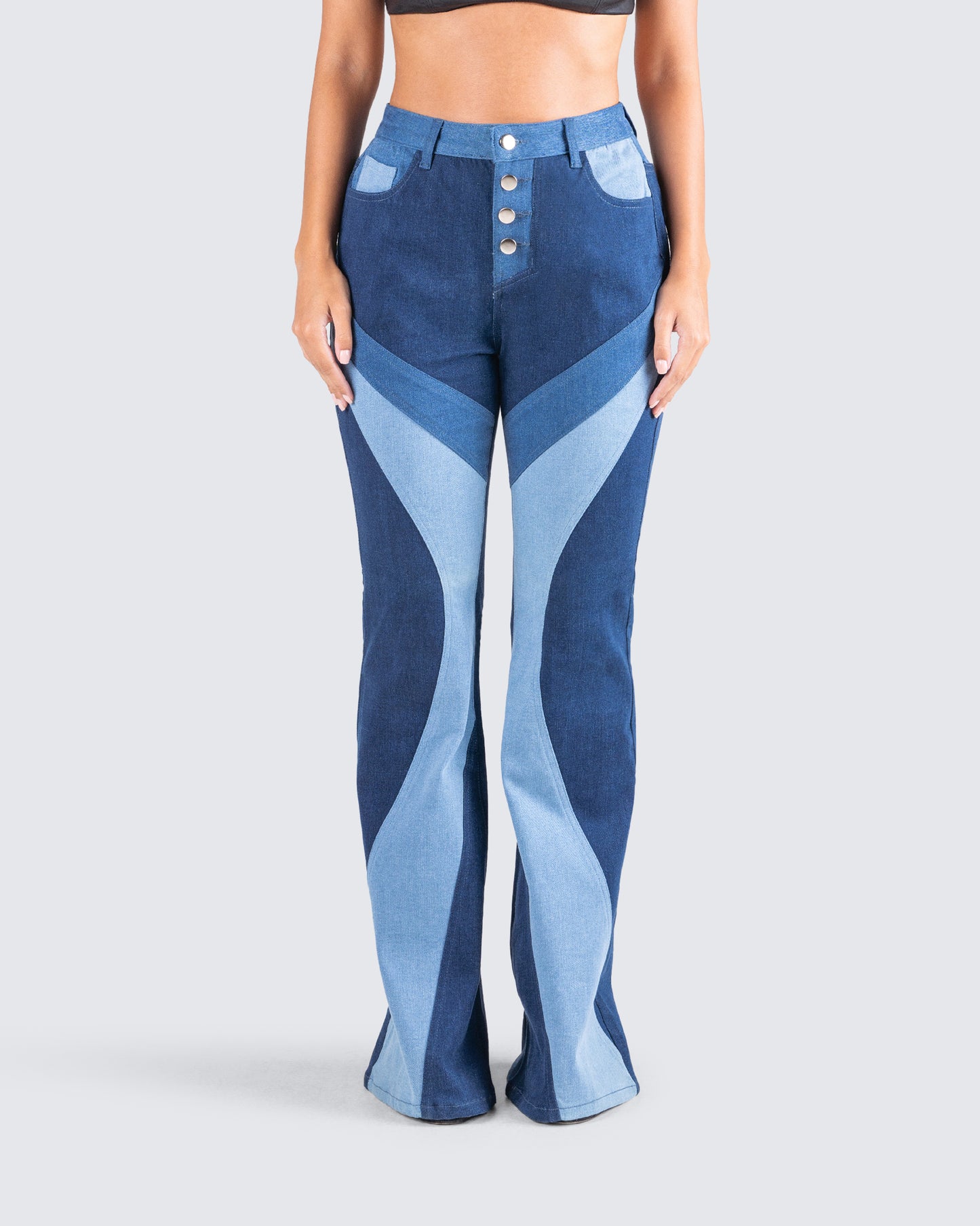 Mira Patterned Blue Jeans