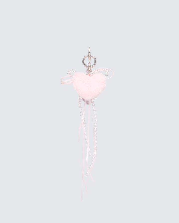 Mira Silver Fluffy Heart Bag Charm