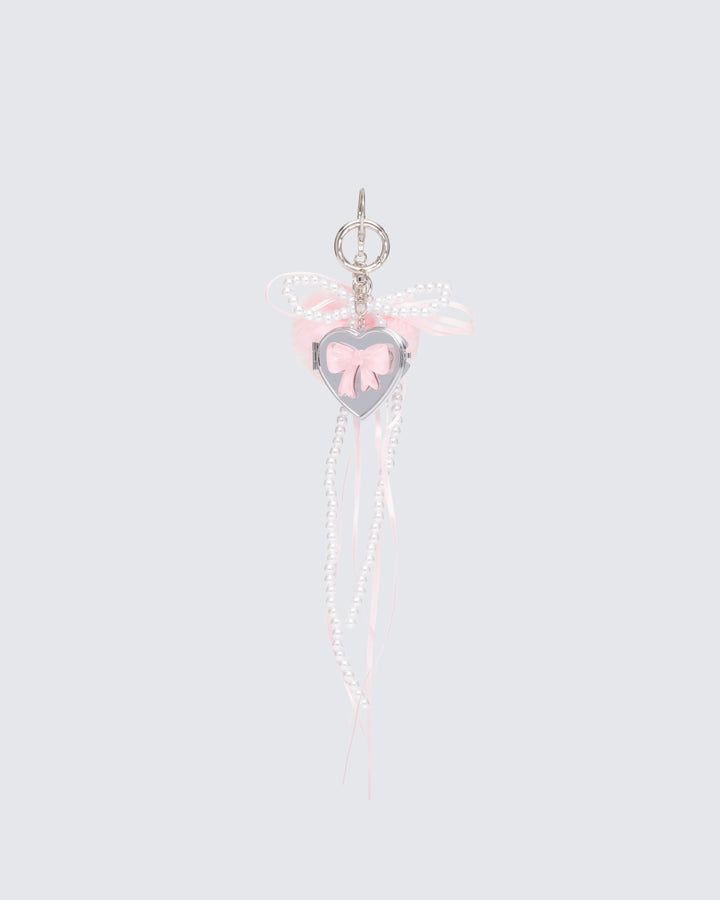 Mira Silver Fluffy Heart Bag Charm product front