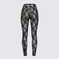 Legging ajusté en dentelle noire Miriam