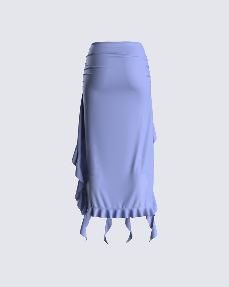 Dulce Blue Ruffle Maxi Skirt