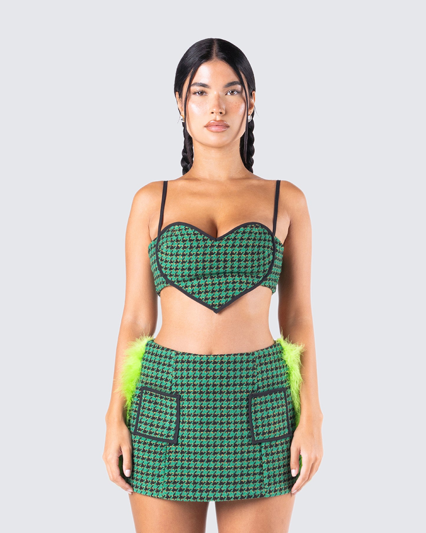 Misty Green Houndstooth Top