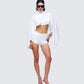 Mitchie White Georgette Open Back Cape