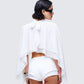 Mitchie White Georgette Open Back Cape