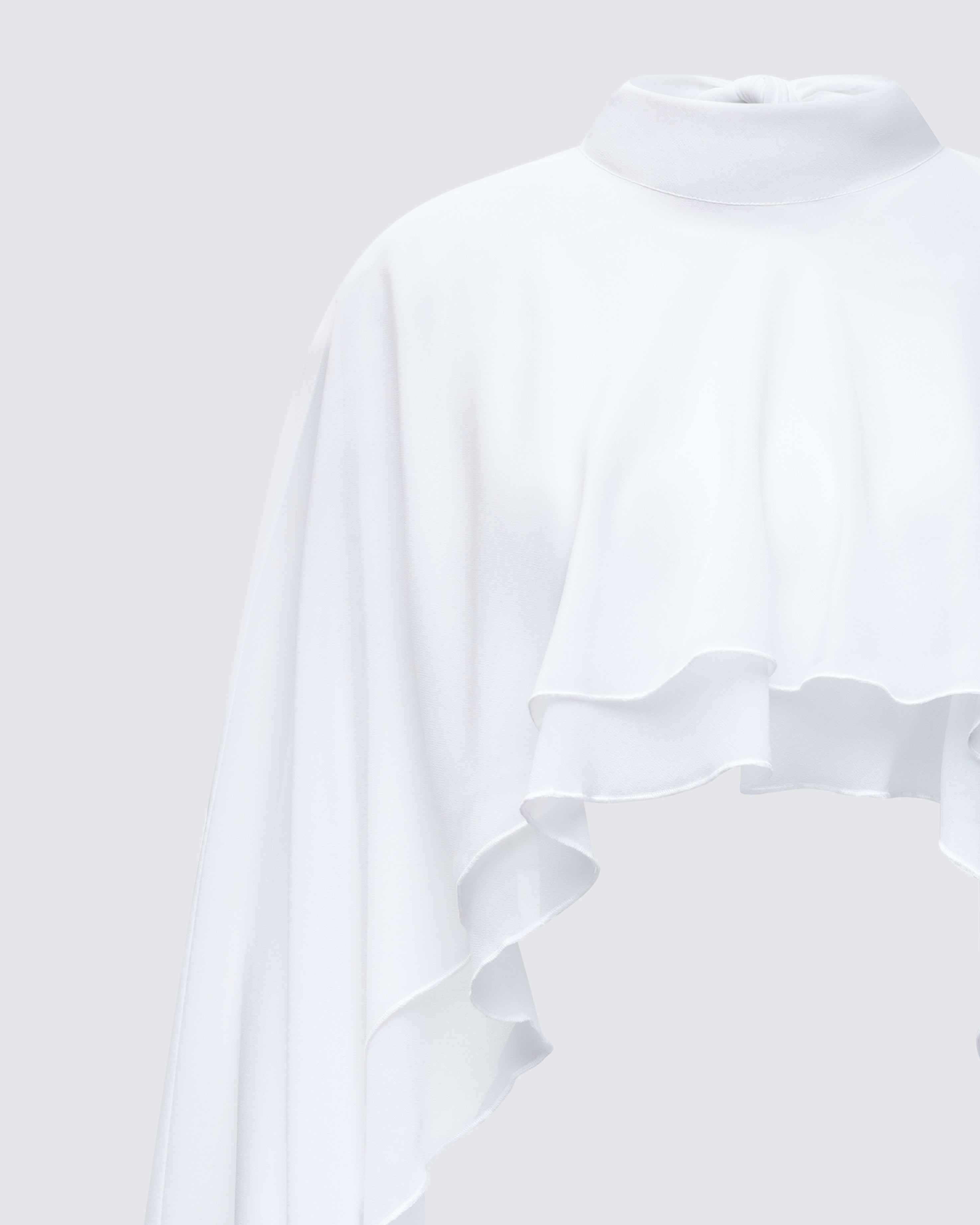 White Cape Top - Open Back Drape Crop – FINESSE