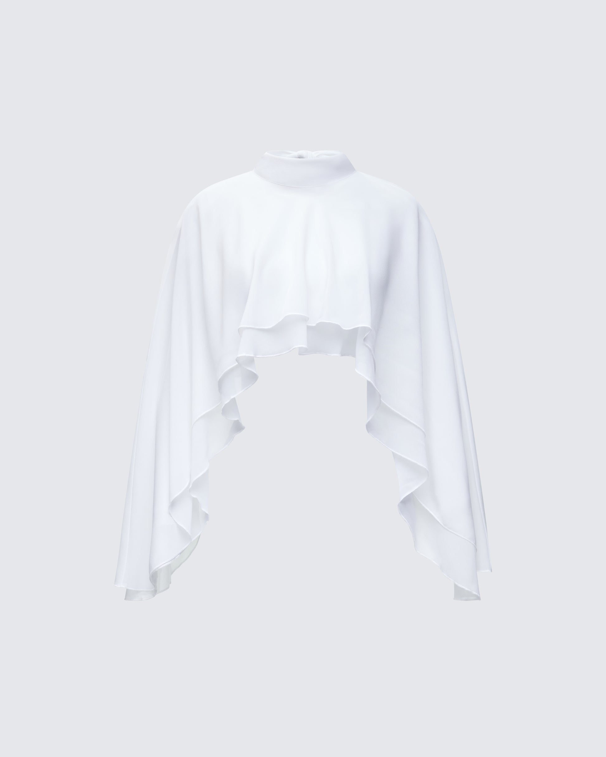 Mitchie White Georgette Open Back Cape product front