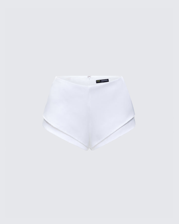 Mitchie White Tailored Double Hem Shorts product front