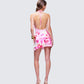 Mixie Pink Printed Cowl Neck Mini Dress