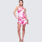 Mixie Pink Printed Cowl Neck Mini Dress