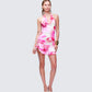 Mixie Pink Printed Cowl Neck Mini Dress