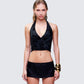 Moana Black Burnout Ring Back Top model front