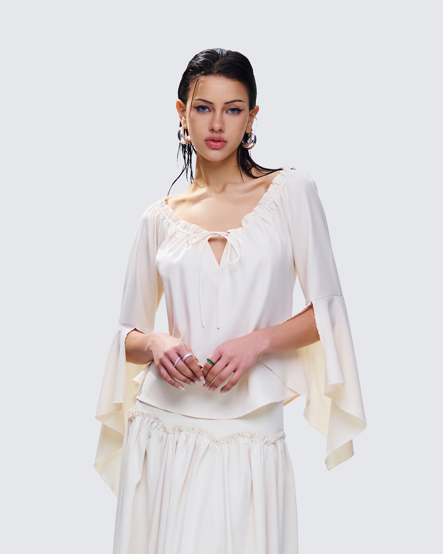 Moira Ivory Trumpet Sleeve Top