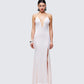 Mollie Ivory Plunge Neck Maxi Dress model front
