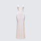 Mollie Ivory Plunge Neck Maxi Dress product front