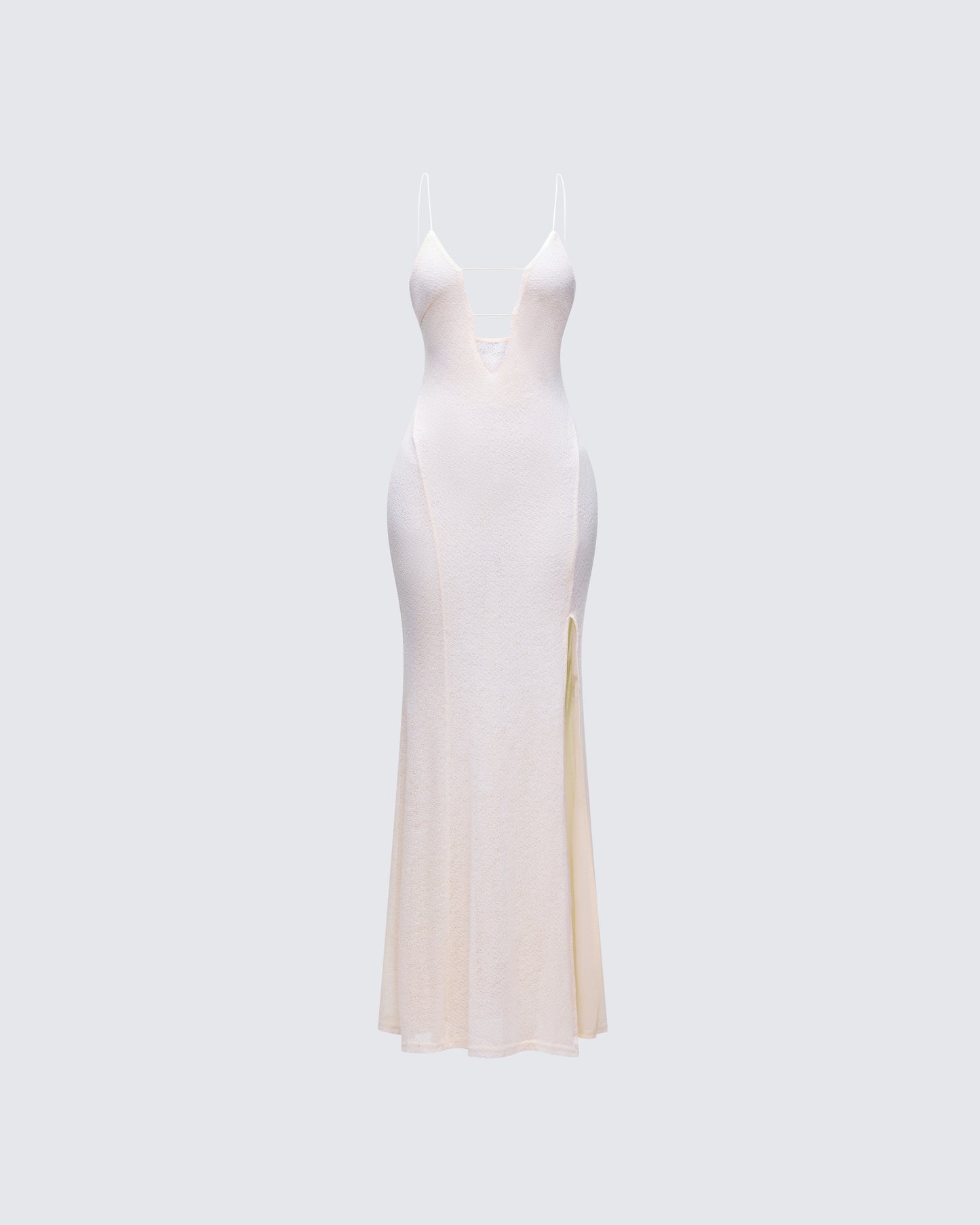 Mollie Ivory Plunge Neck Maxi Dress product front
