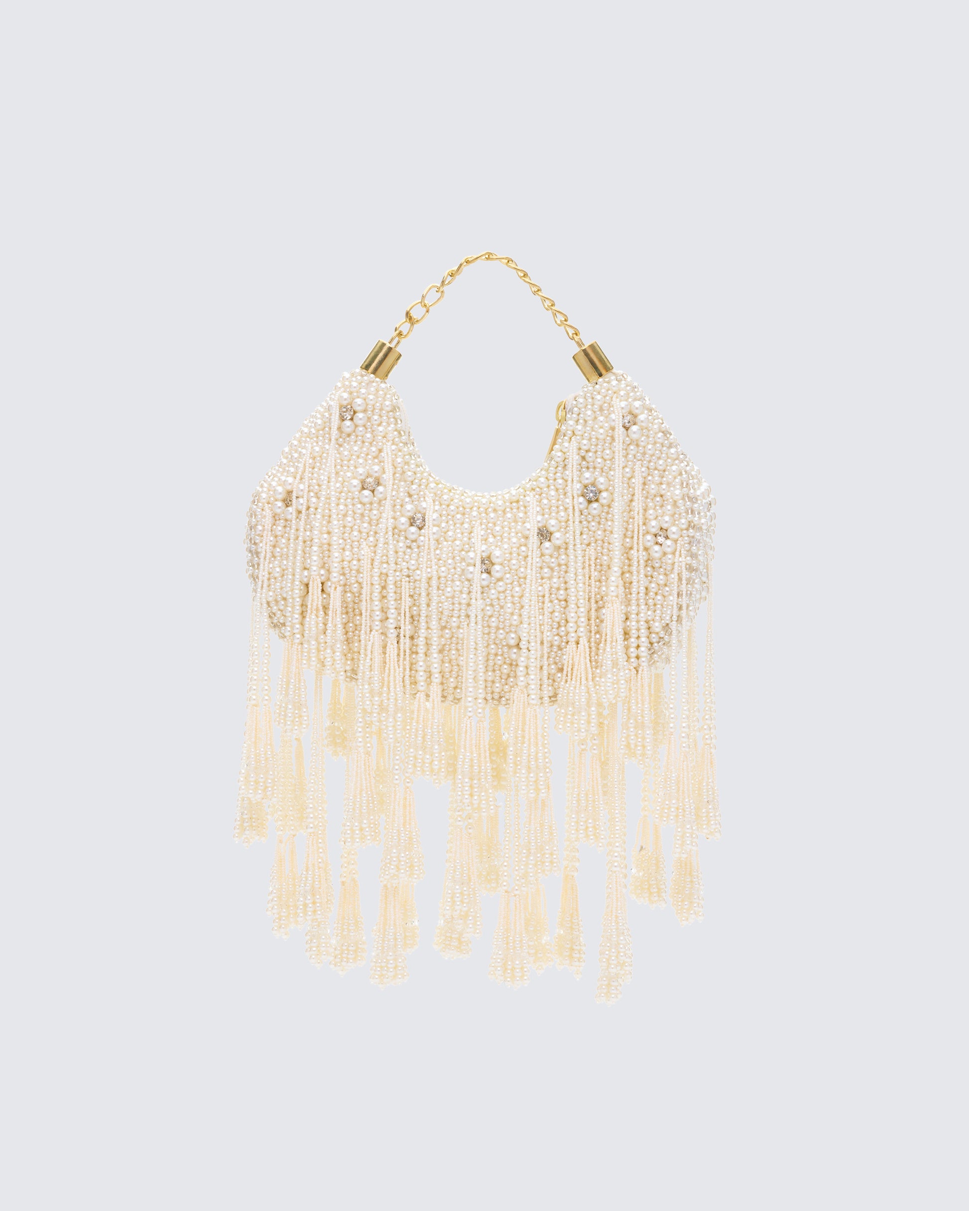 Mona Ivory Embellished Chandelier Bag - back view