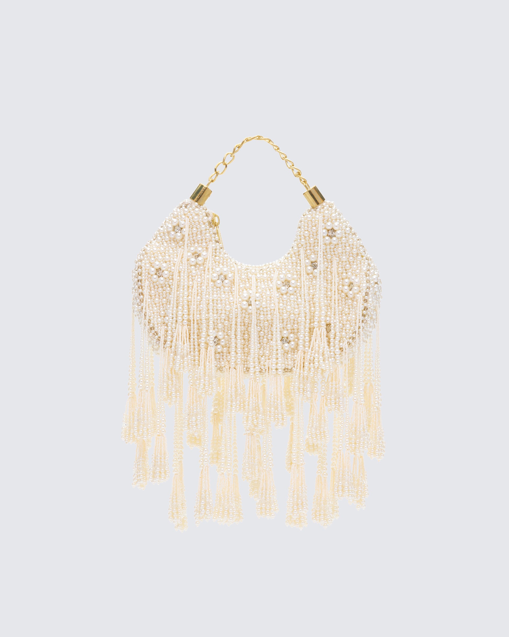 Mona Ivory Embellished Chandelier Bag product front