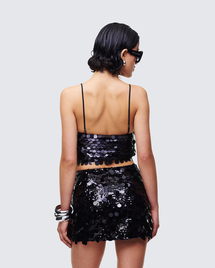 Mondana Black Sequin Cami Top