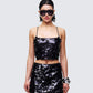 Mondana black Sequin Cami Top model front