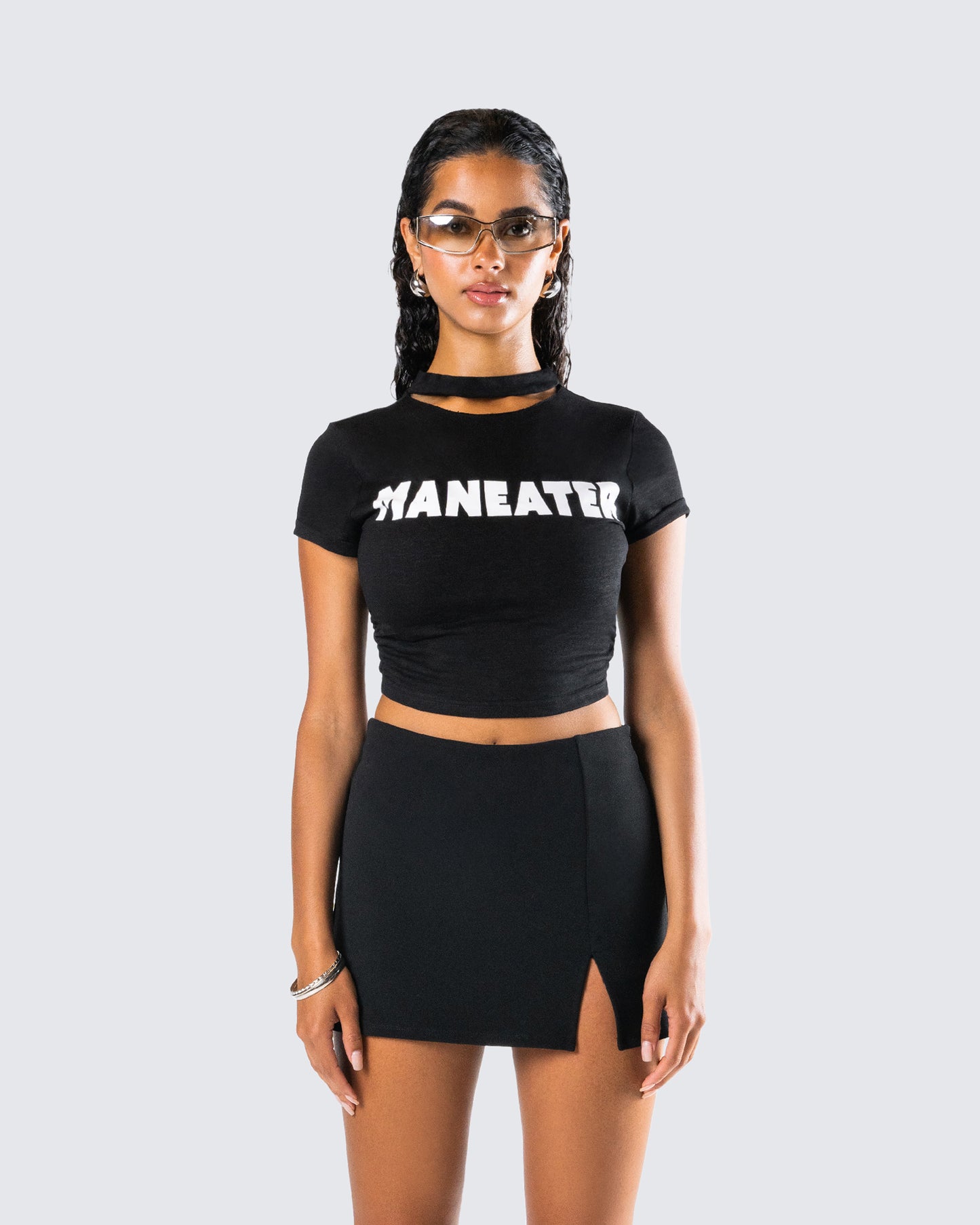 Monte Black Jersey Graphic Top