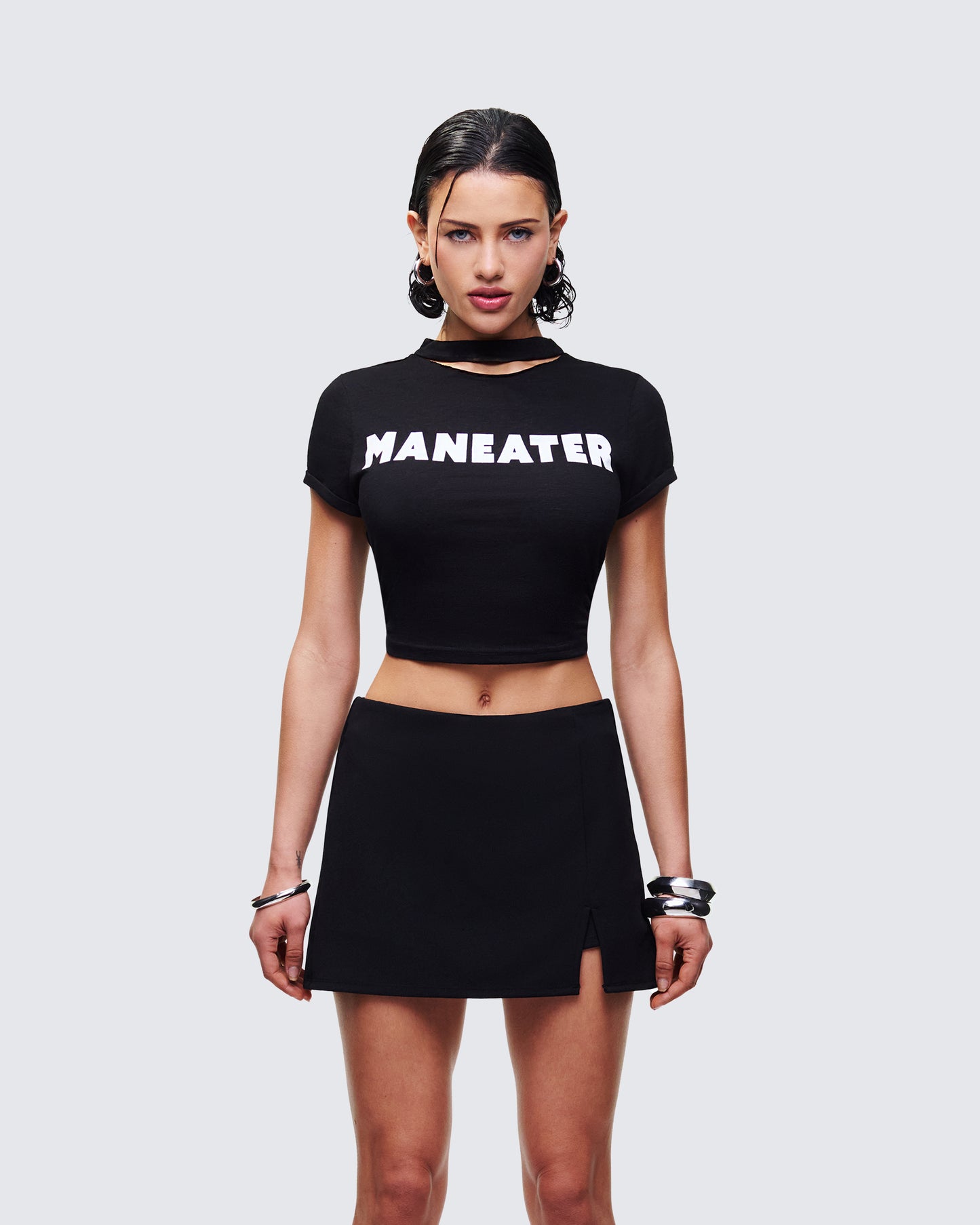 Monte Black Jersey Graphic Top